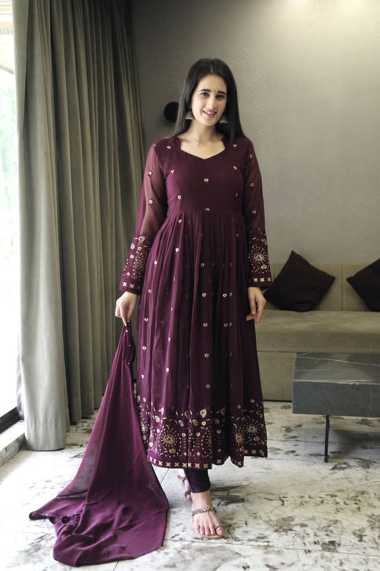 Premium Readymade Embroidery Work Anarkali Suit By WTW