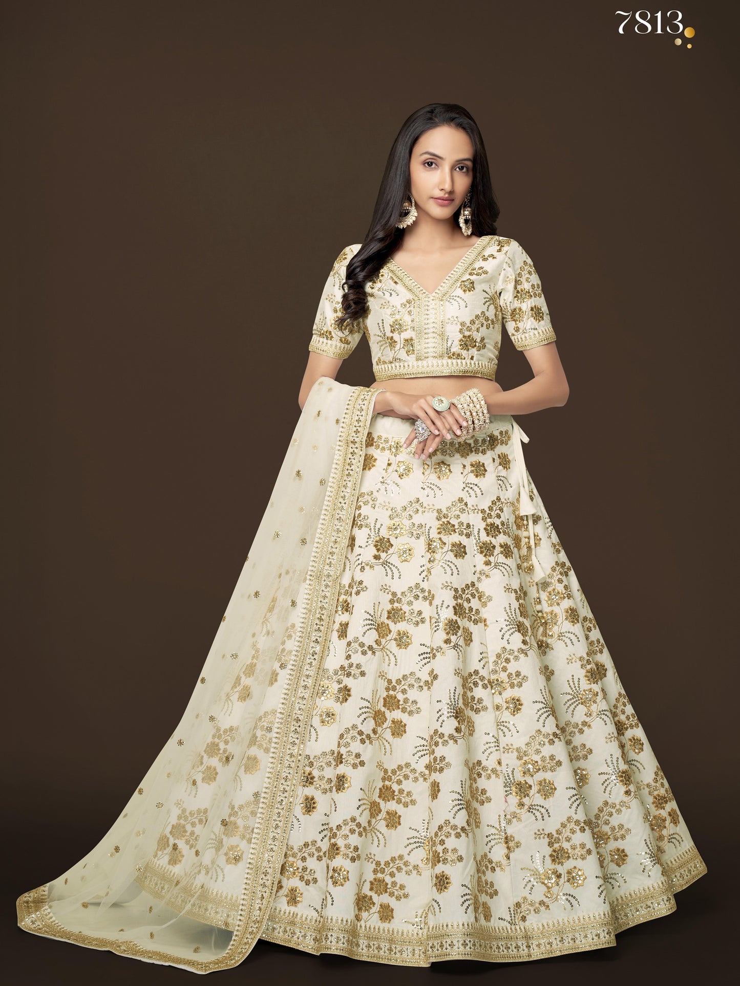 Alluring White Zari Work Engagement Wear Slub Silk Lehenga Choli By WTW