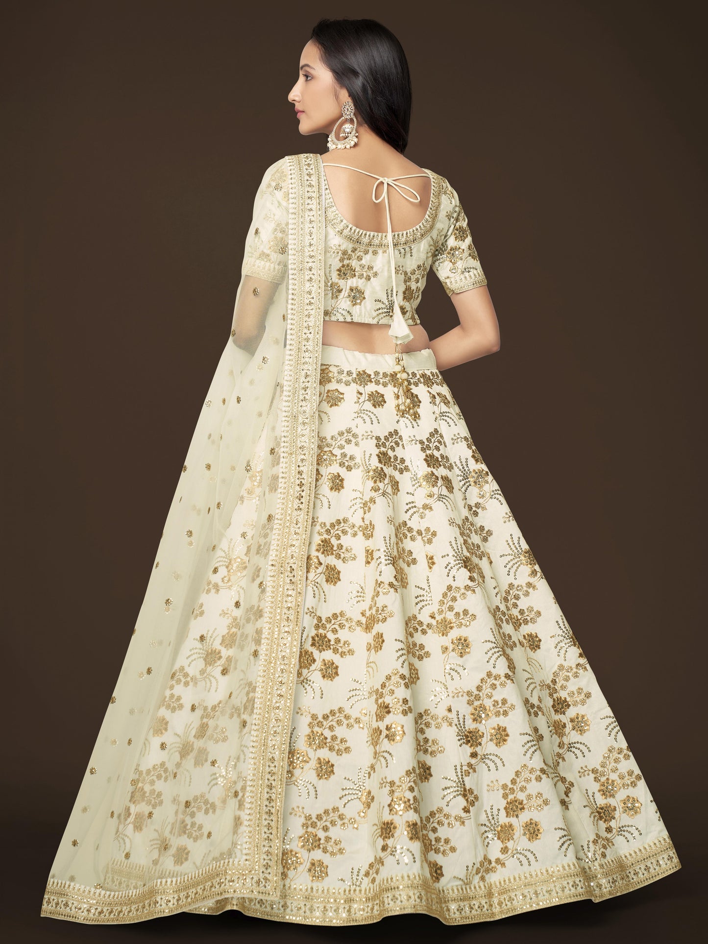 Alluring White Zari Work Engagement Wear Slub Silk Lehenga Choli By WTW