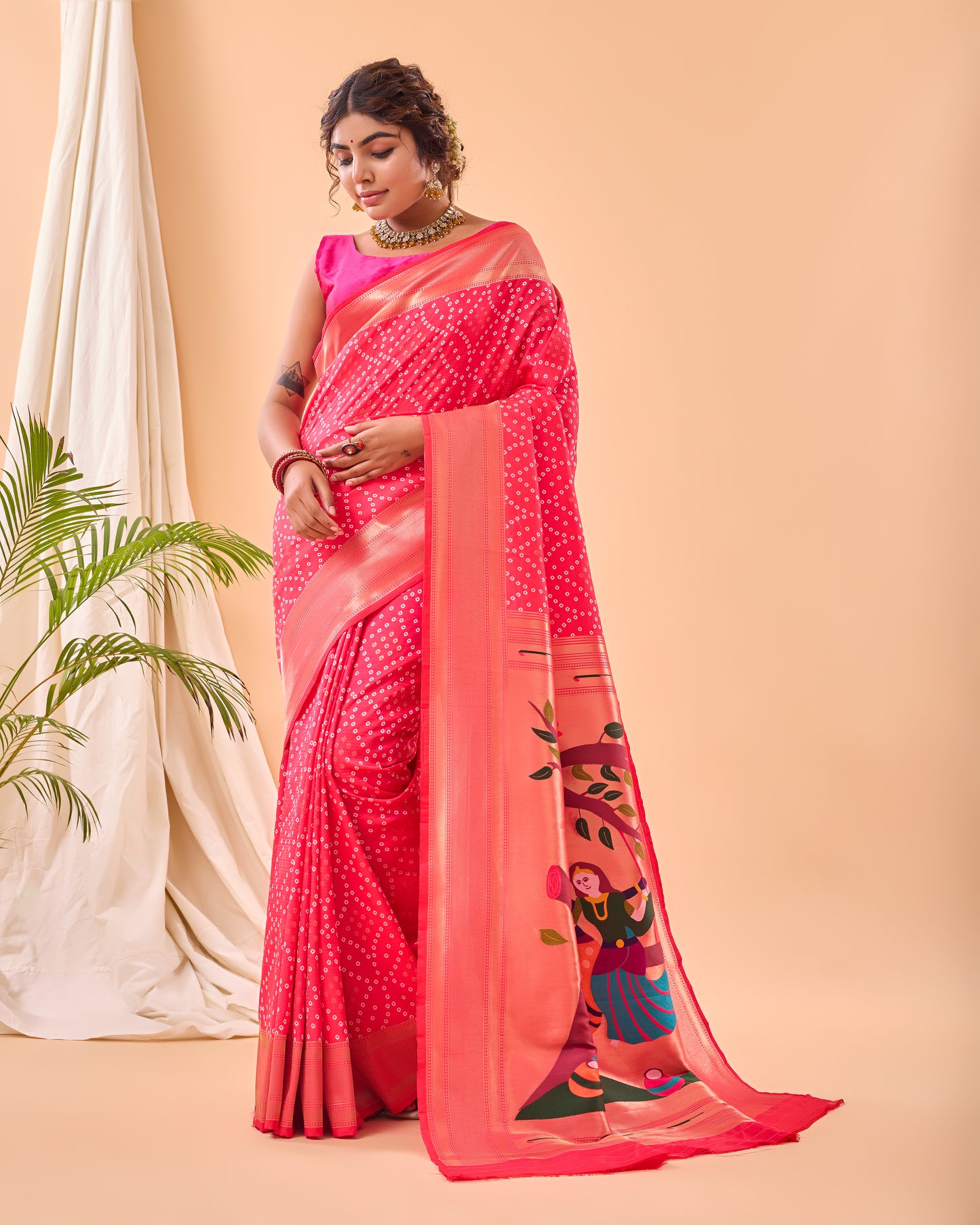 Pure Soft Designer Beautiful Bandhej Paithani Patola Silk Saree By WTW