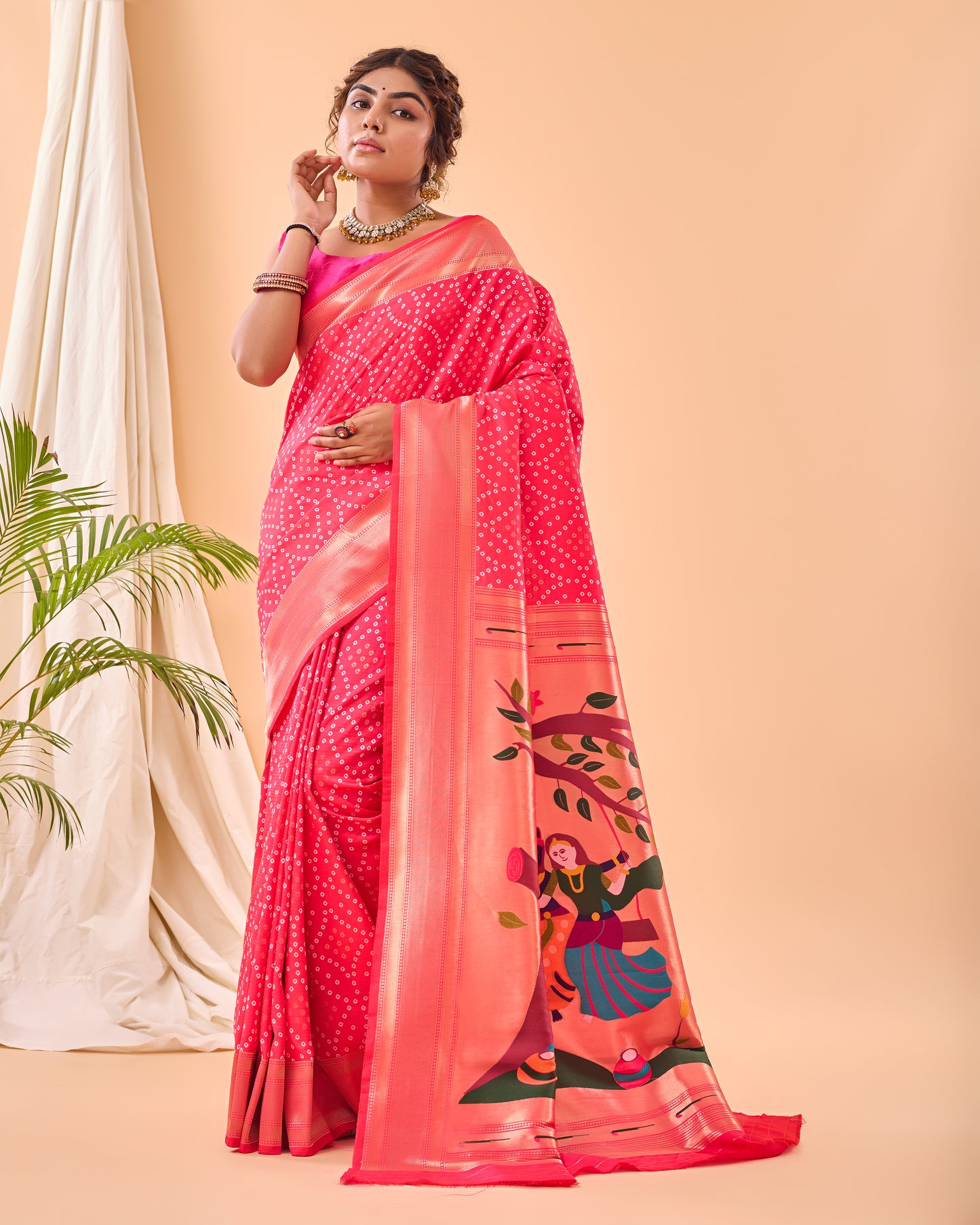 Pure Soft Designer Beautiful Bandhej Paithani Patola Silk Saree By WTW