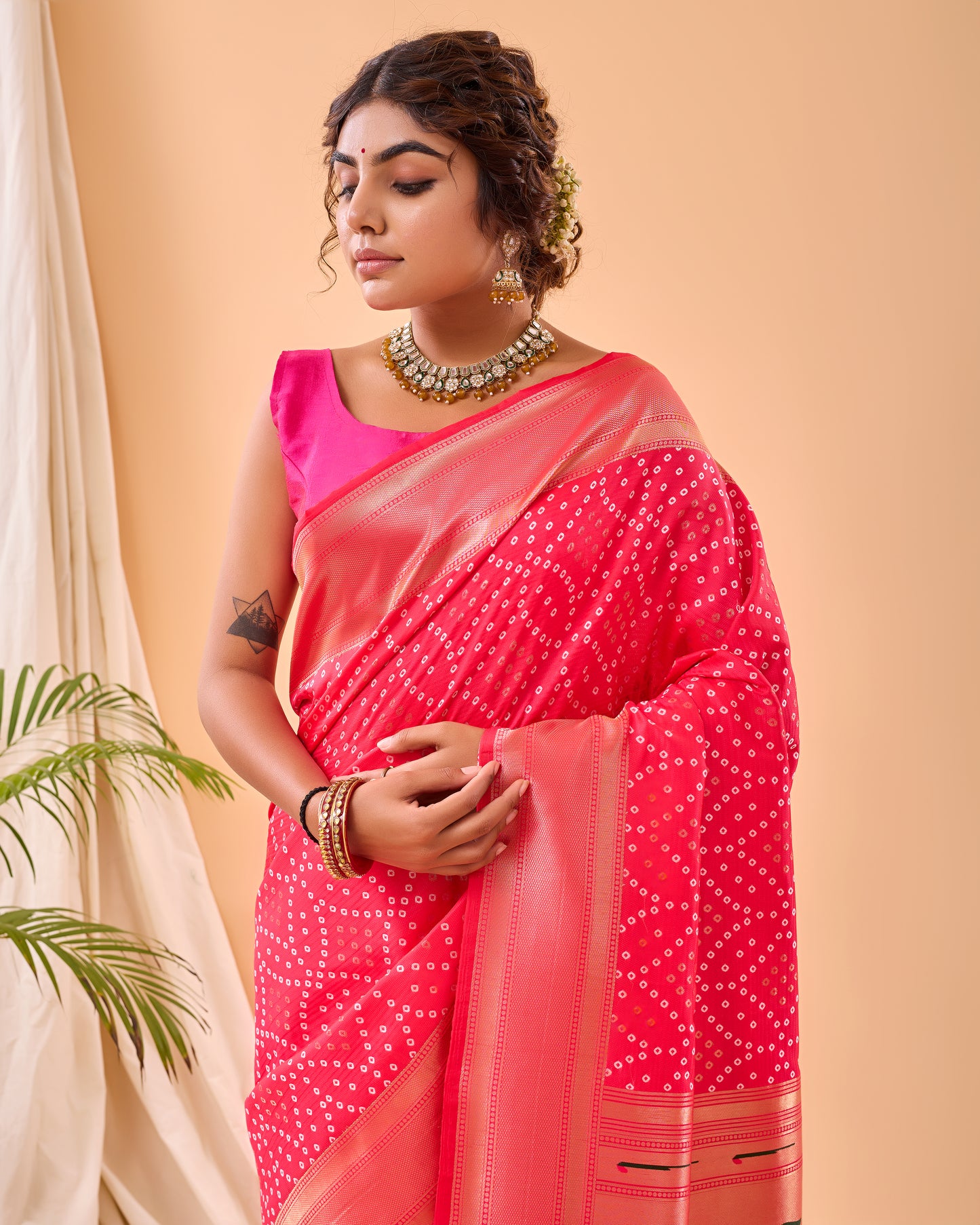 Pure Soft Designer Beautiful Bandhej Paithani Patola Silk Saree By WTW