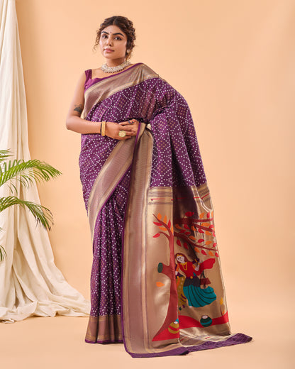 Pure Soft Designer Beautiful Bandhej Paithani Patola Silk Saree By WTW