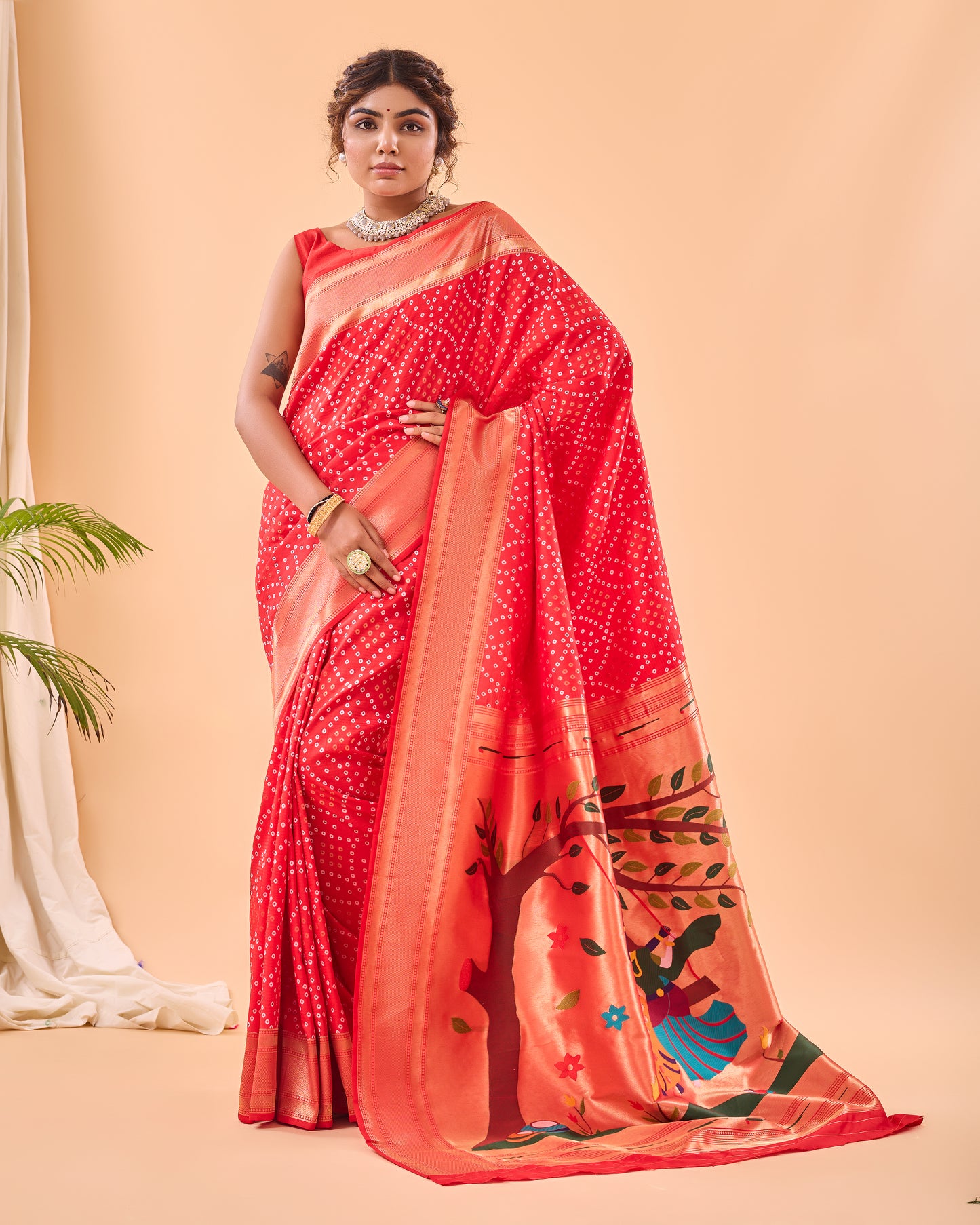 Pure Soft Designer Beautiful Bandhej Paithani Patola Silk Saree By WTW