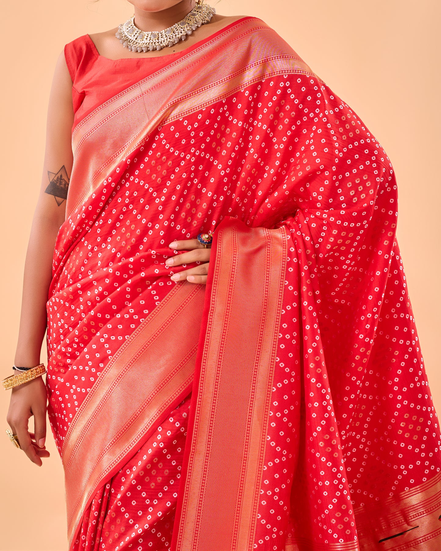 Pure Soft Designer Beautiful Bandhej Paithani Patola Silk Saree By WTW