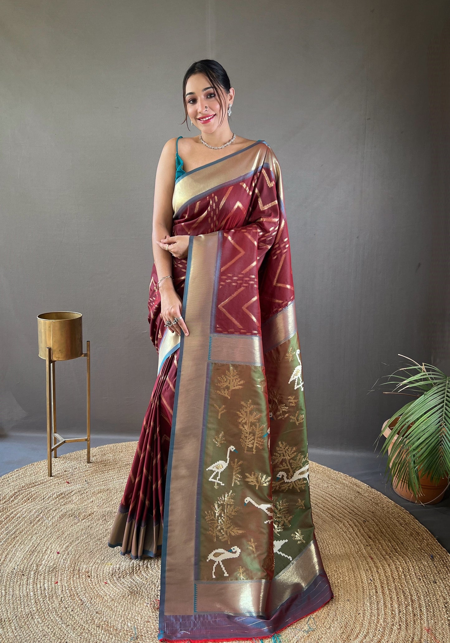 Wine Berry Soft Banarasi Silk Saree By WTW