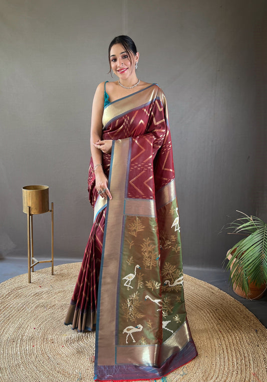 Wine Berry Soft Banarasi Silk Saree By WTW
