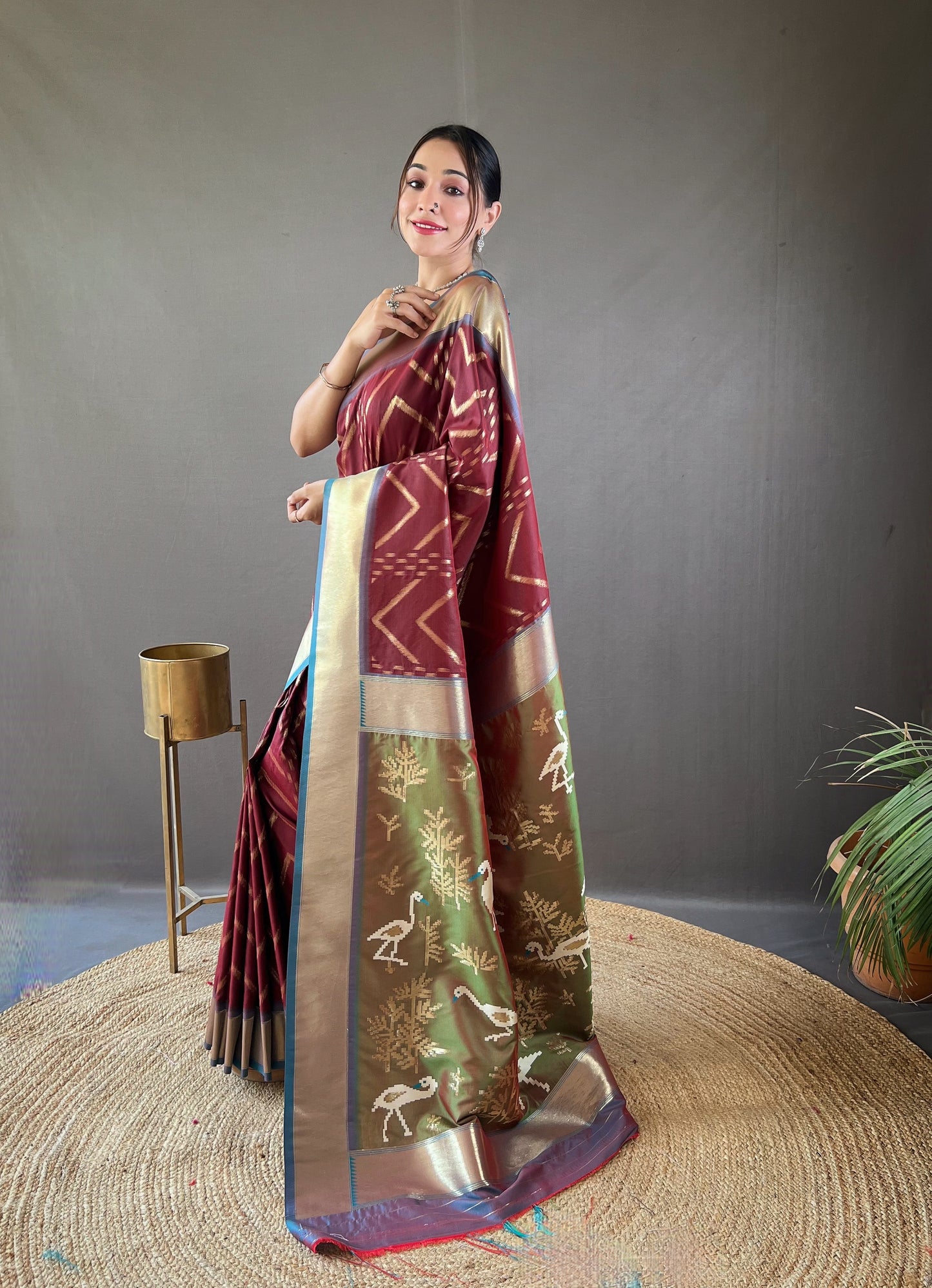 Wine Berry Soft Banarasi Silk Saree By WTW