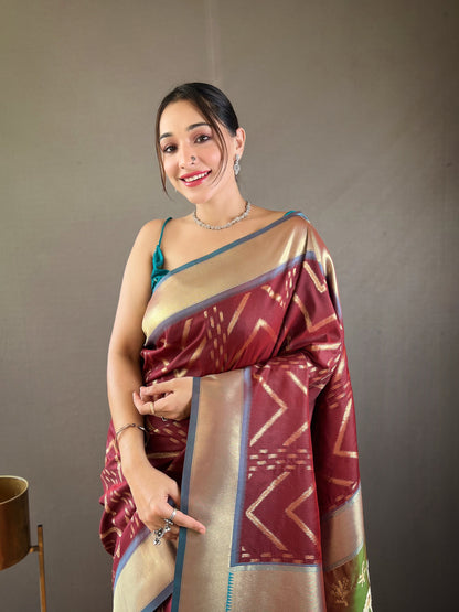 Wine Berry Soft Banarasi Silk Saree By WTW