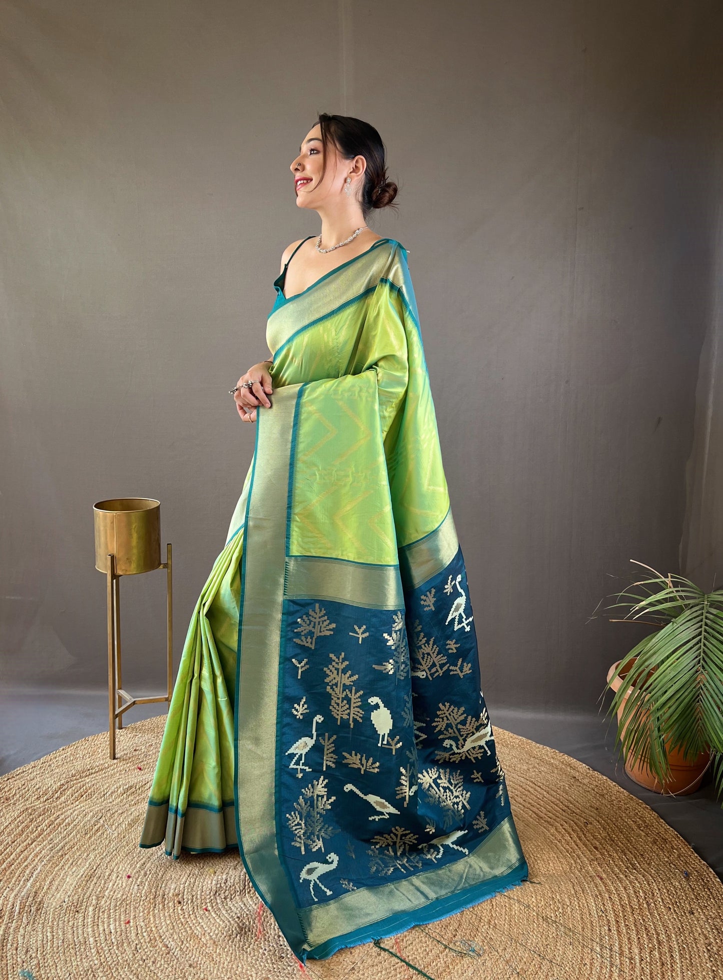 Pistachio Green Soft Banarasi Silk Saree By WTW