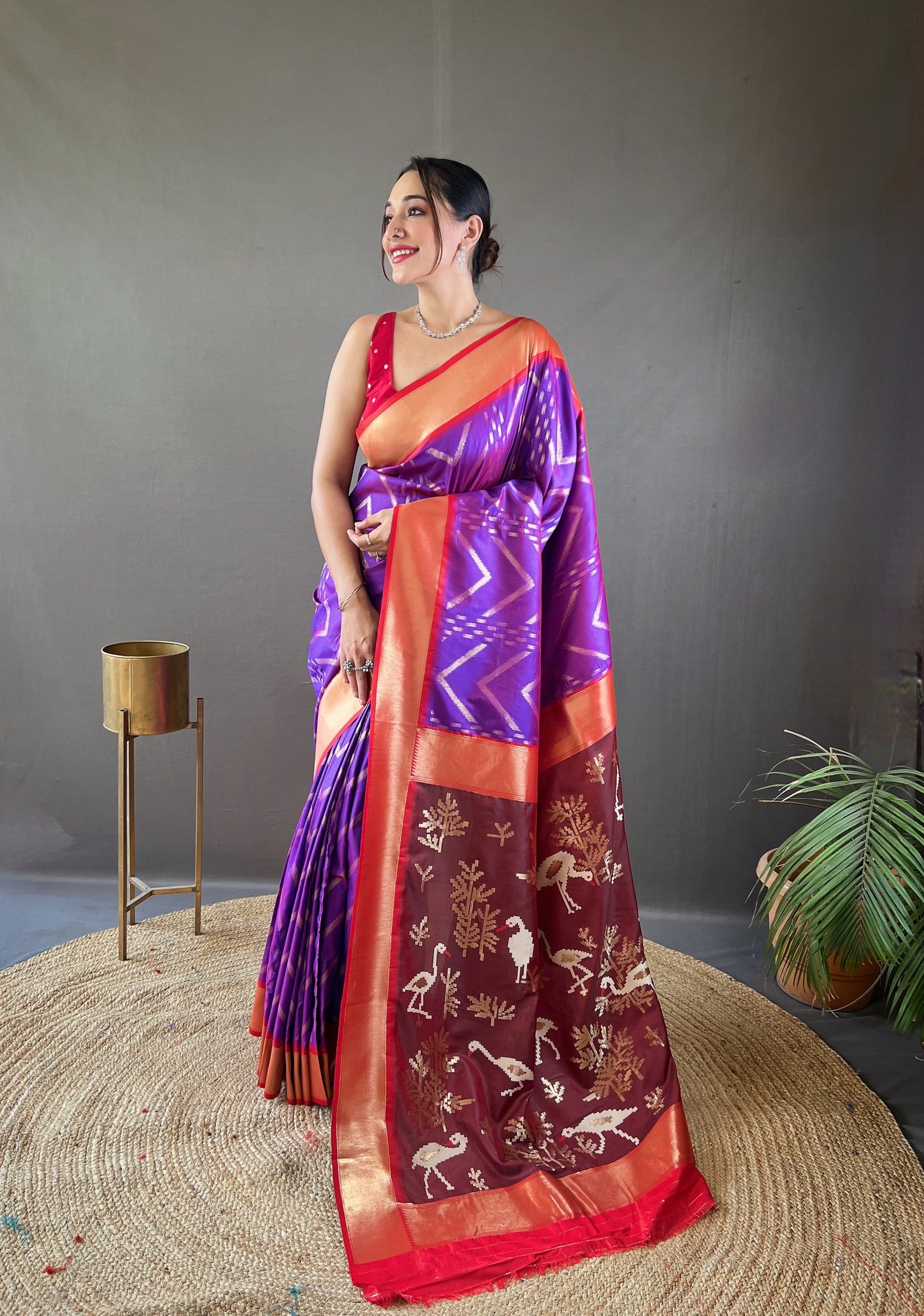 Pretty Violet Color Silk Wedding Wear Saree With Blouse By WTW