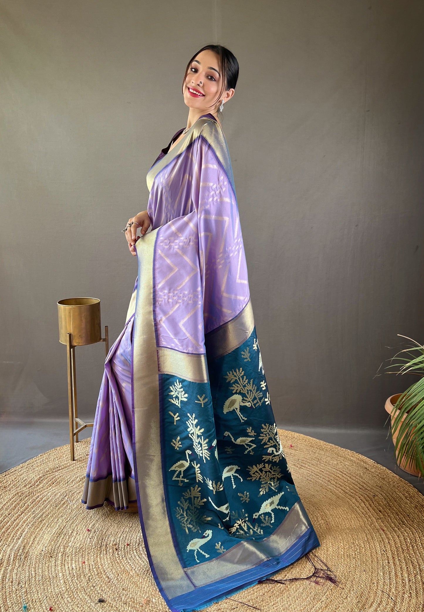 Bright Lavender Soft Banarasi Silk Saree By WTW