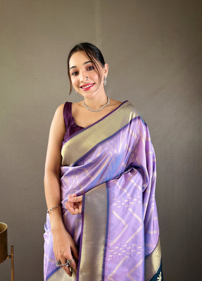 Bright Lavender Soft Banarasi Silk Saree By WTW