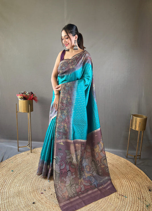 Designer Firozi Digital Printed Saree By WTW