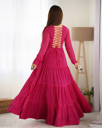 Pink Embroidered Georgette Gown By WTW