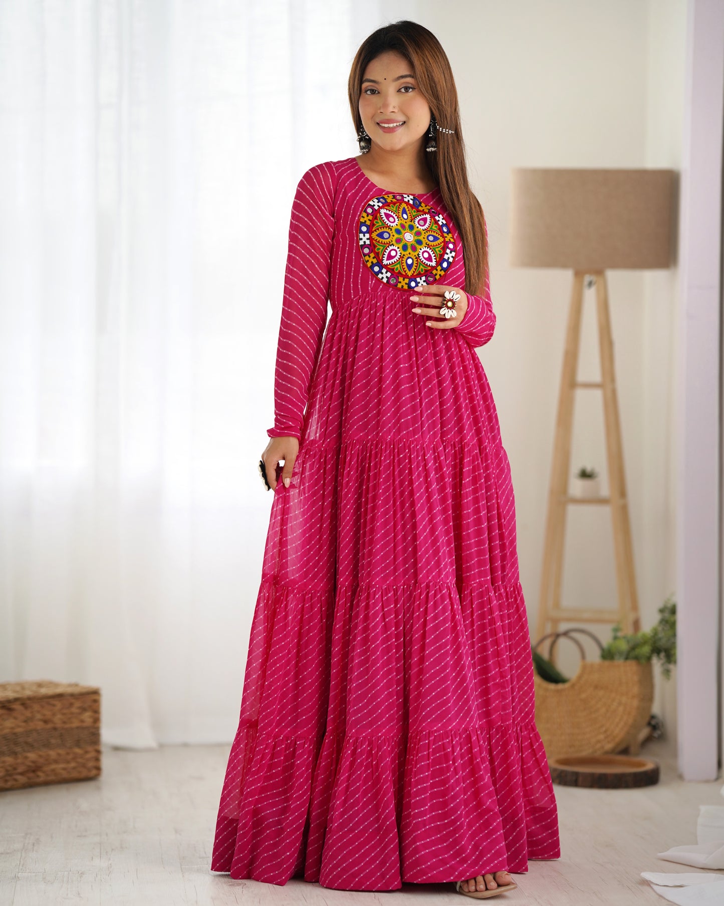 Pink Embroidered Georgette Gown By WTW