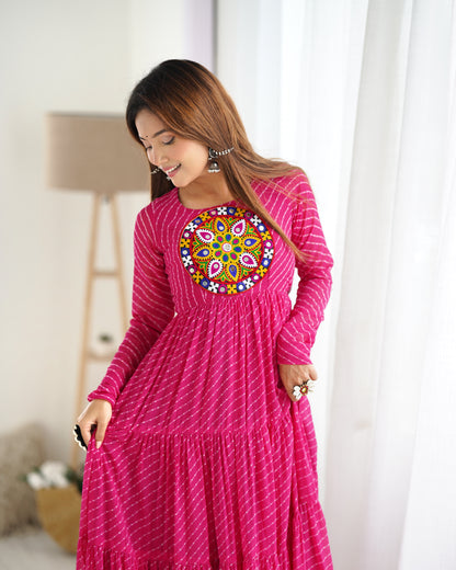 Pink Embroidered Georgette Gown By WTW