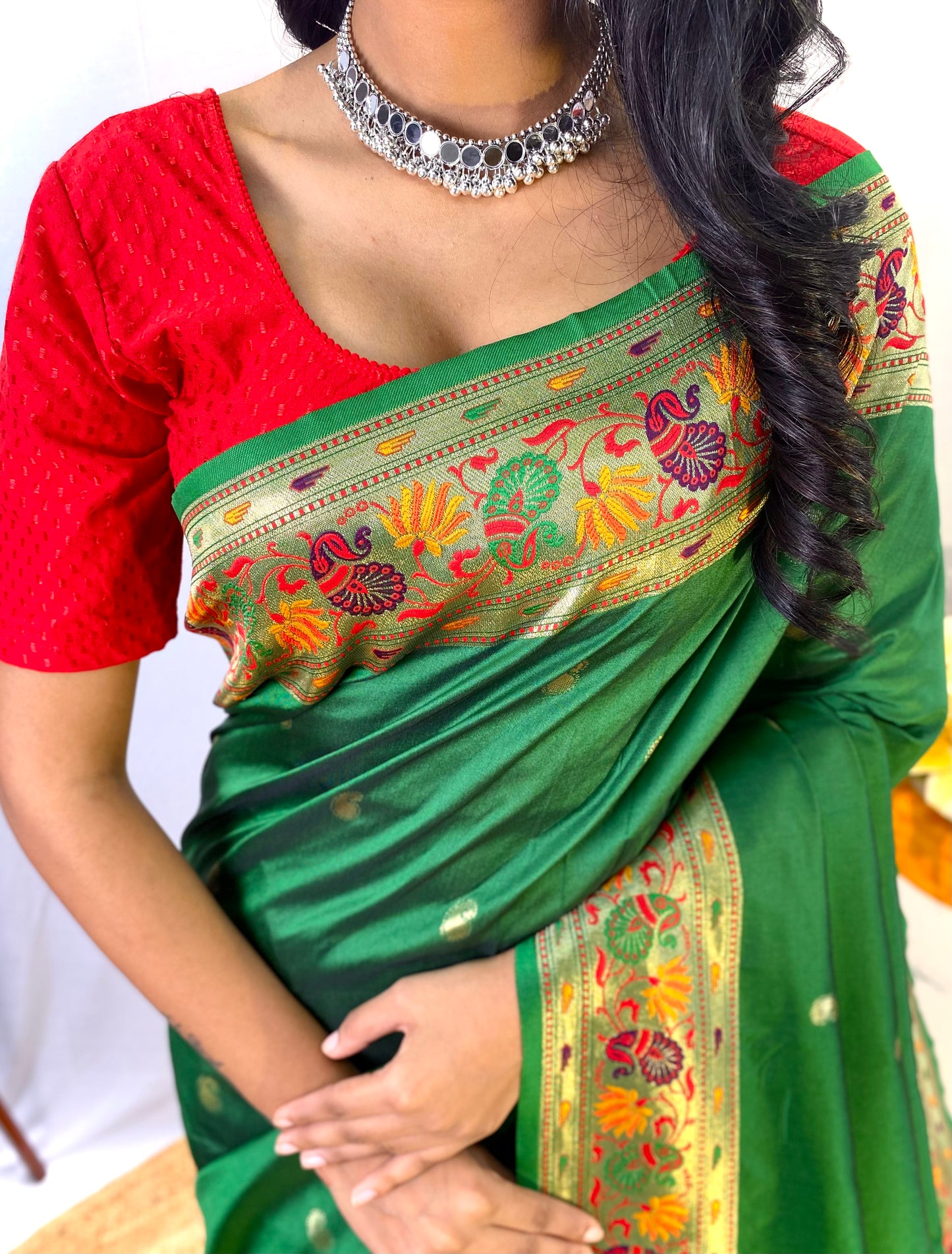Paithani Silk Green Festival Wear Weaving Saree By WTW