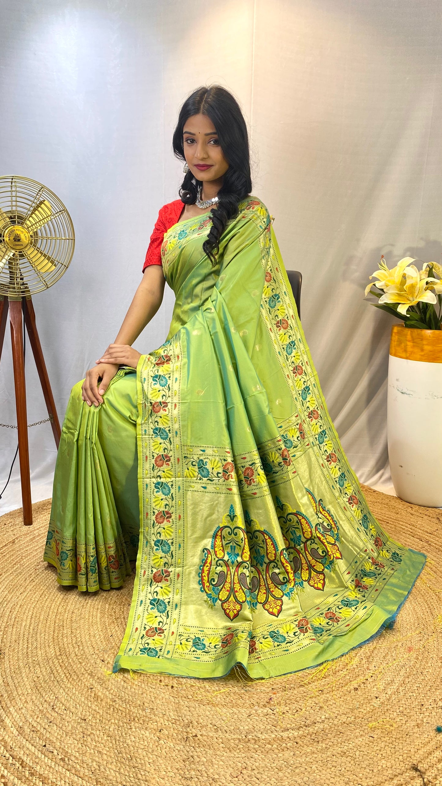 Paithani Silk Green Festival Wear Weaving Saree By WTW