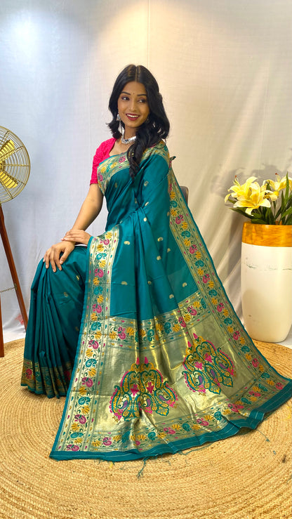 Paithani Silk Morpeach Festival Wear Weaving Saree By WTW