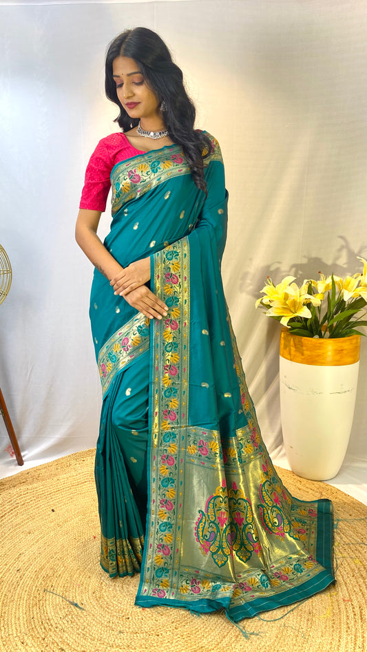 Paithani Silk Morpeach Festival Wear Weaving Saree By WTW
