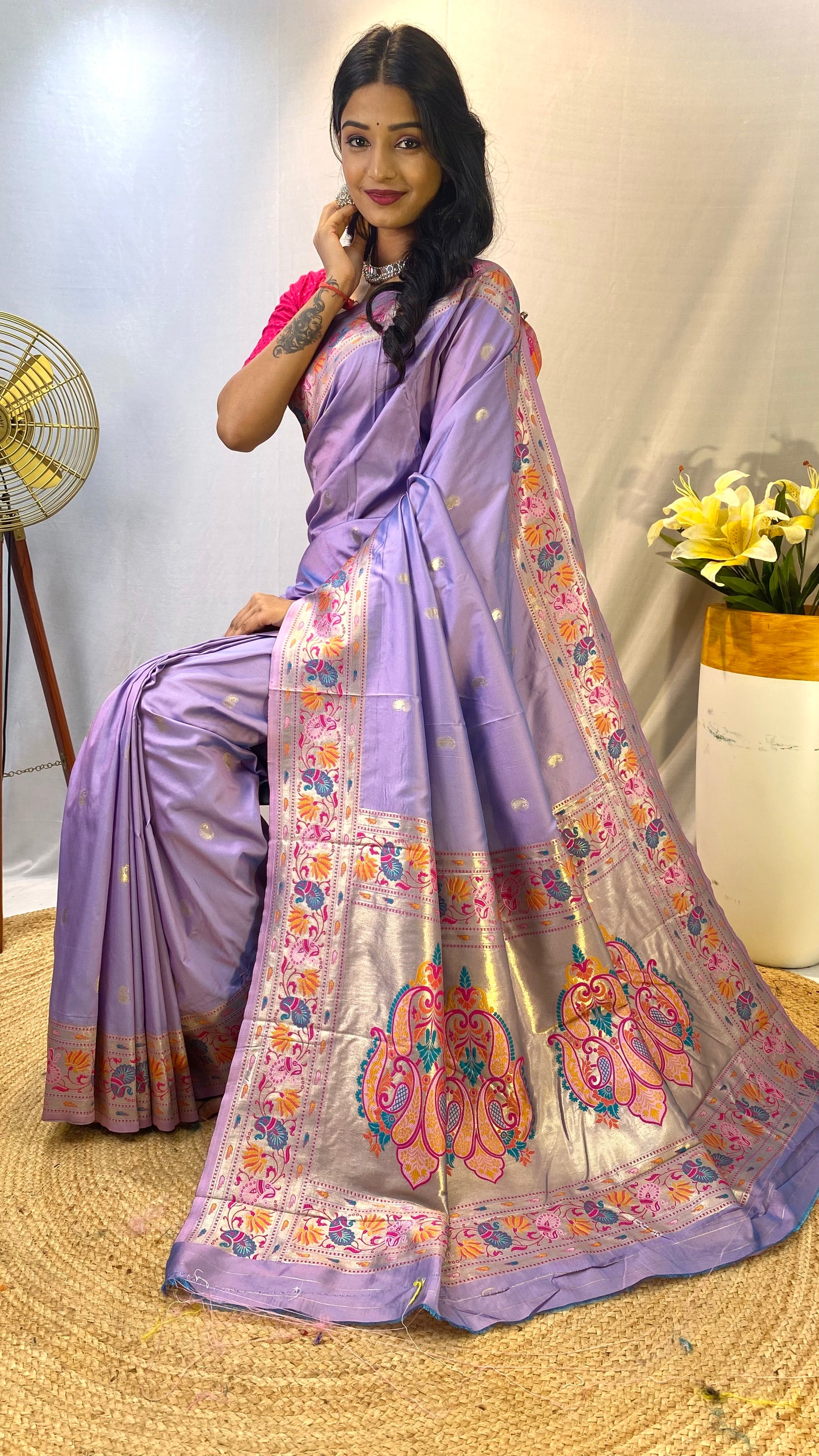 Paithani Silk Lavender Festival Wear Weaving Saree By WTW