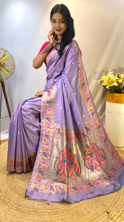 Paithani Silk Lavender Festival Wear Weaving Saree By WTW