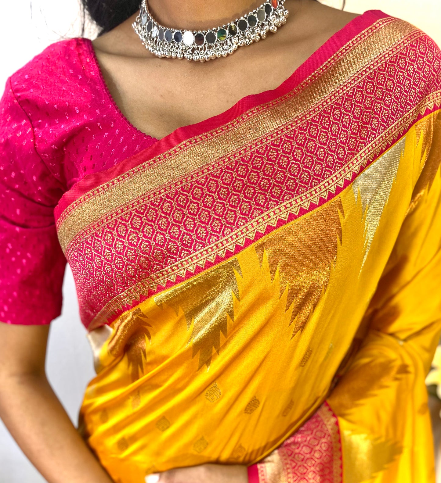 Mikado Yellow Zari Woven Banarasi Silk Saree By WTW
