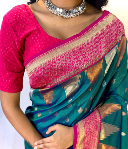 Precious Rama Soft Banarasi Silk Saree By WTW