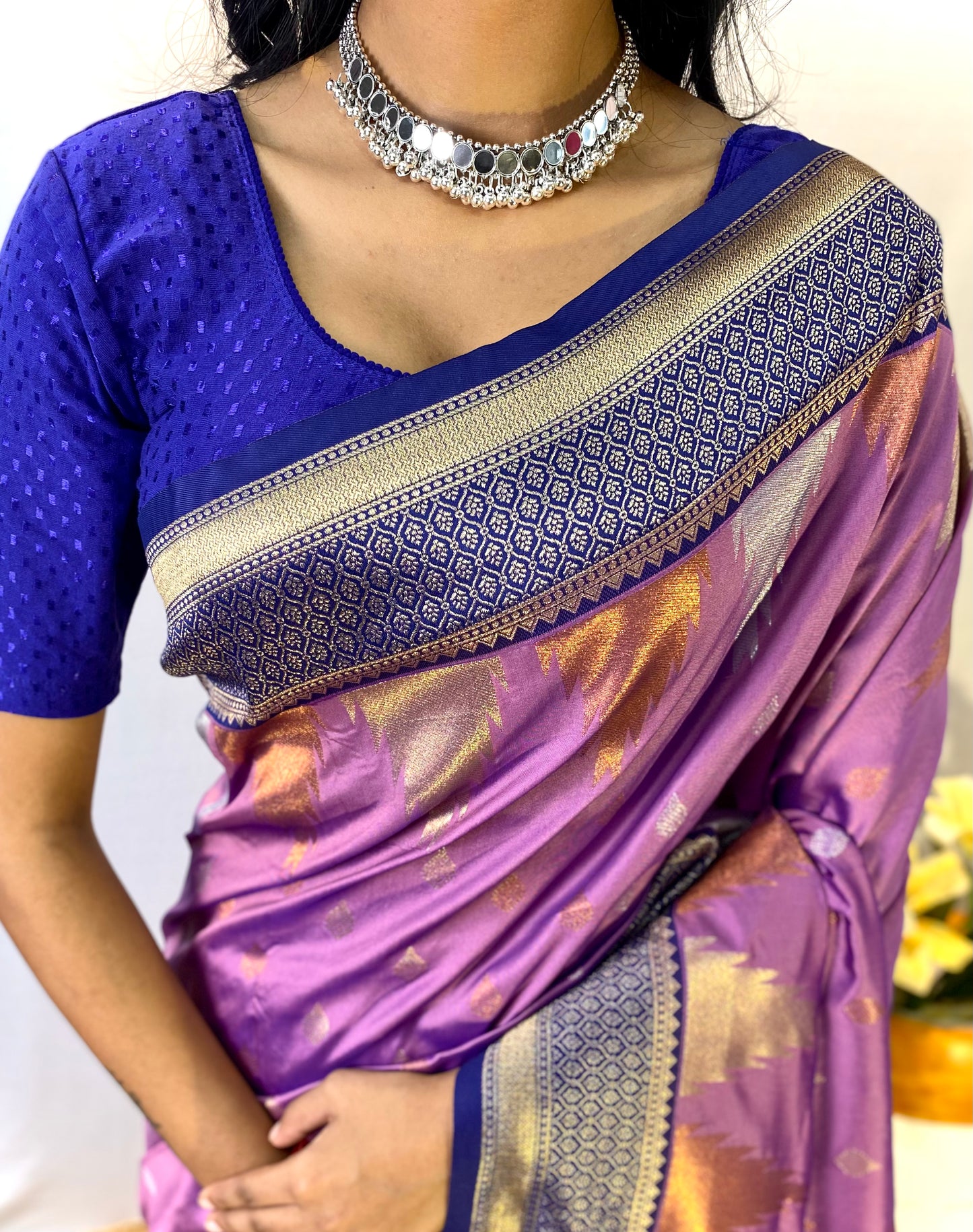 Precious Lavender Soft Banarasi Silk Saree With Elegant Blouse Piece By WTW
