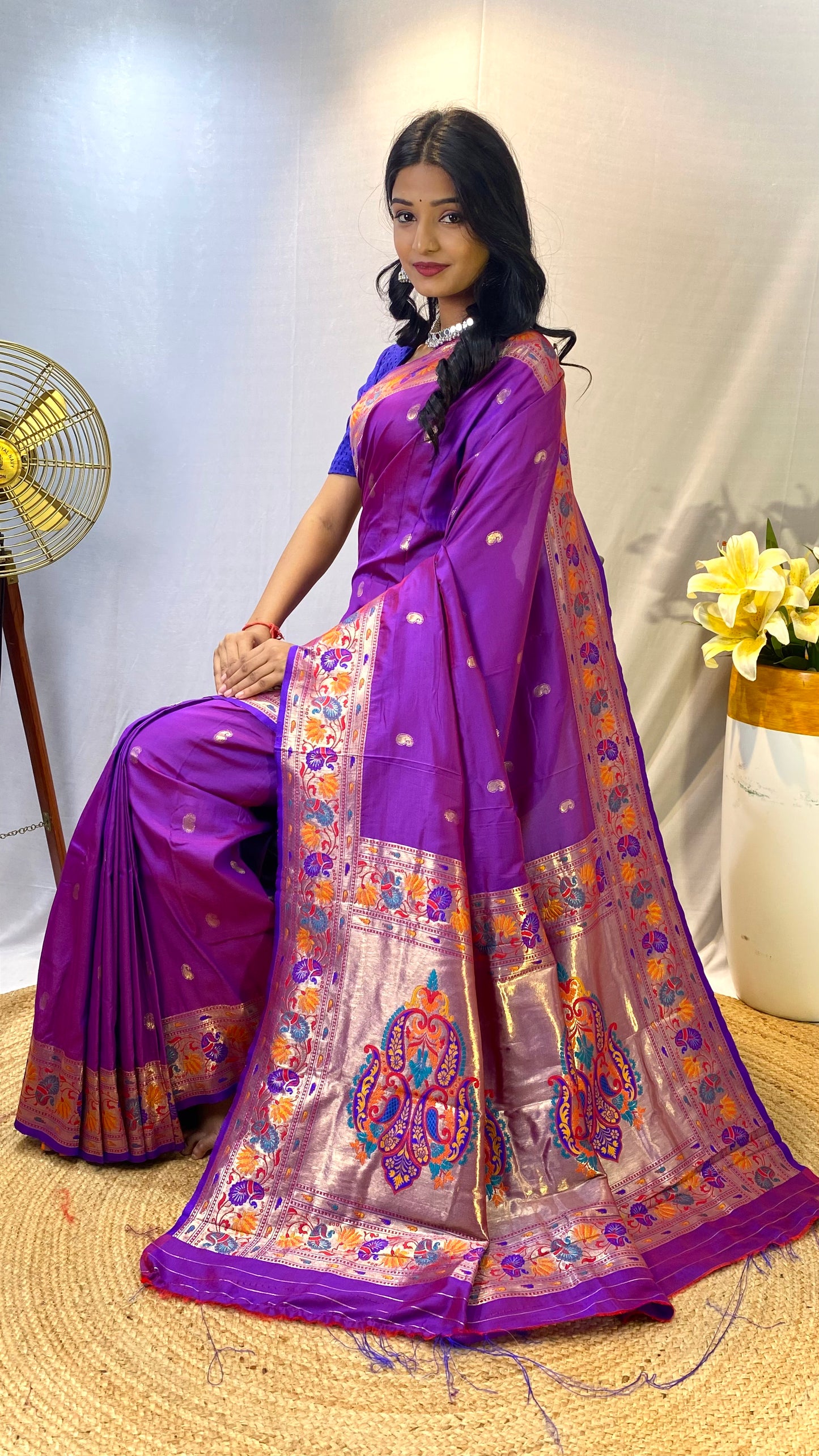 Paithani Silk Magenta Festival Wear Weaving Saree By WTW