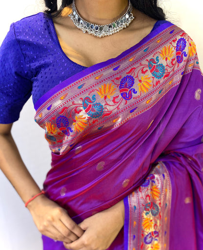 Paithani Silk Magenta Festival Wear Weaving Saree By WTW