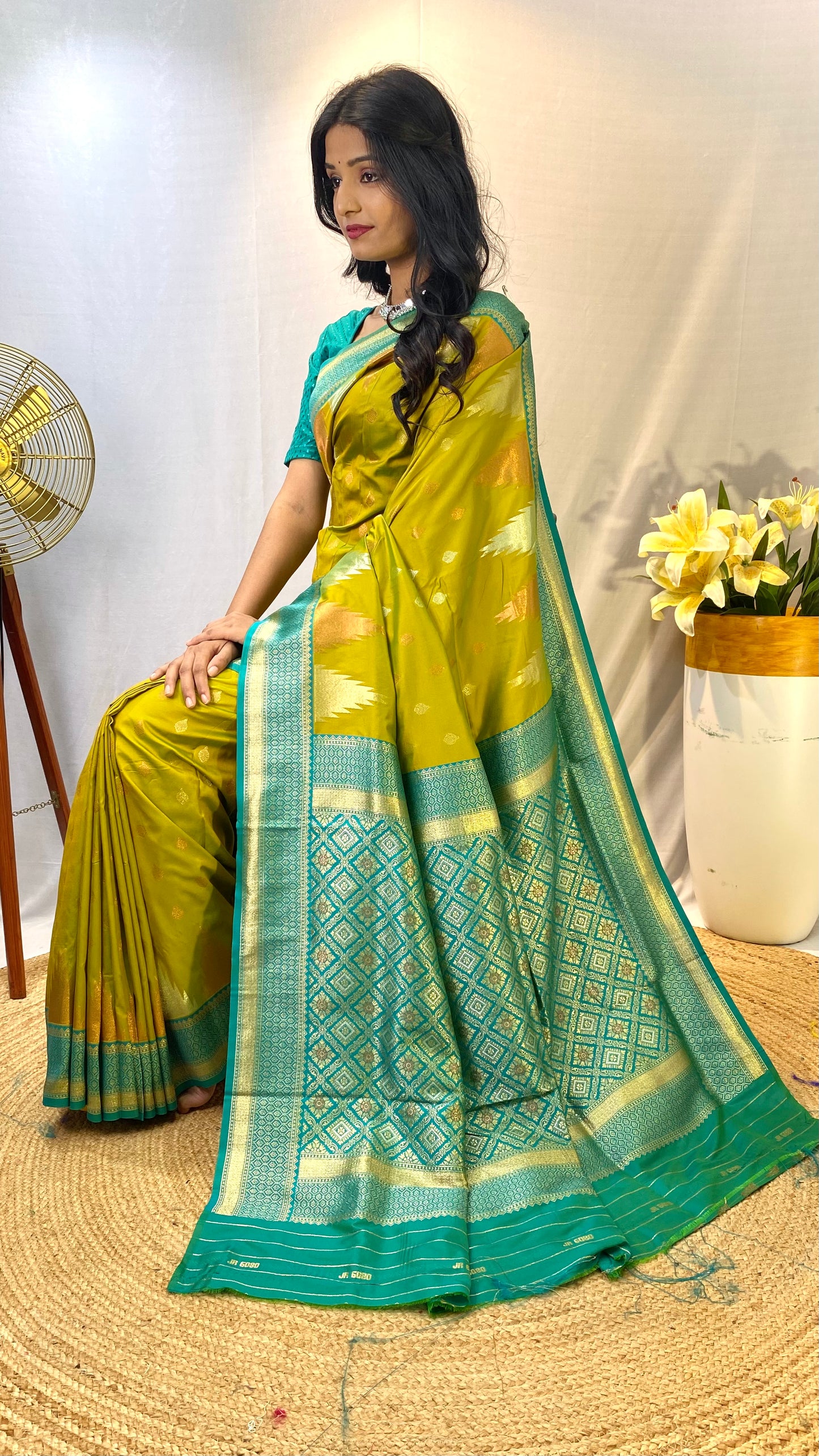 Peppy Green Printed Silk Designer Traditional Saree By WTW
