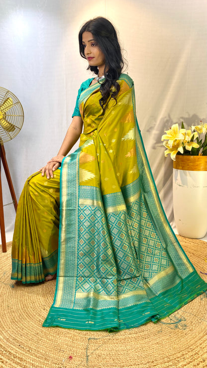 Peppy Green Printed Silk Designer Traditional Saree By WTW