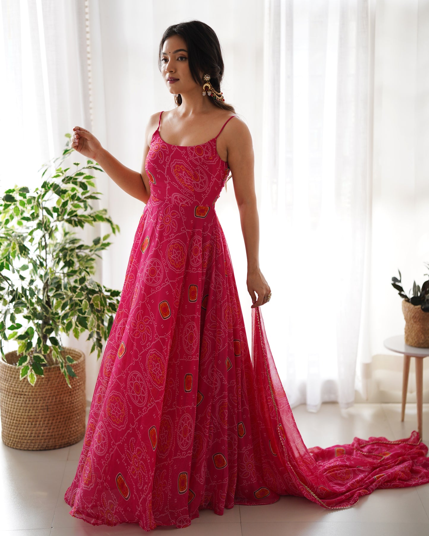 Pure Chiffon Bandhani Gown By WTW