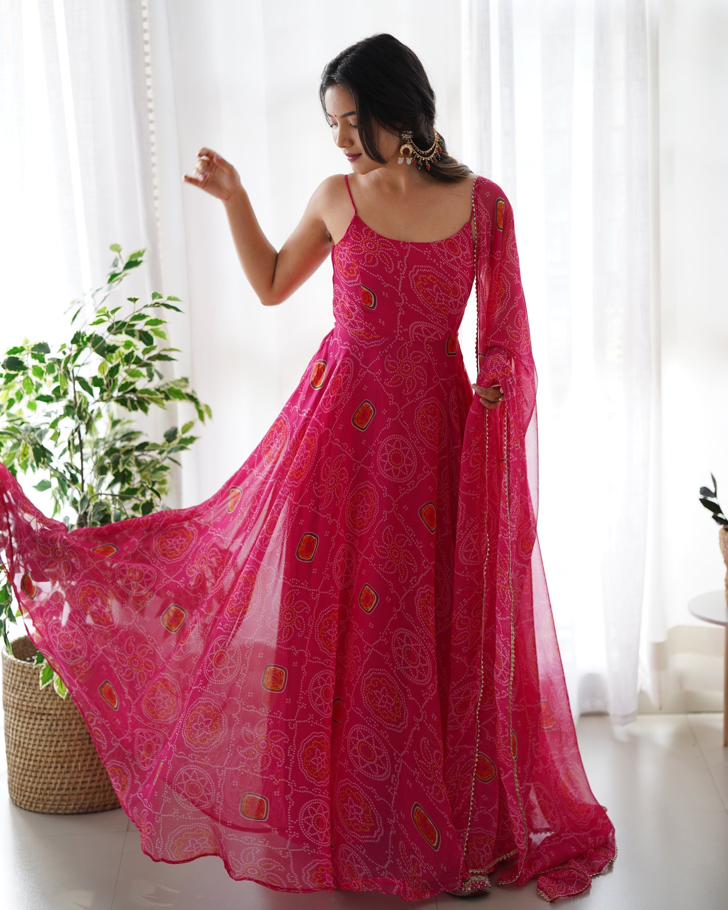 Pure Chiffon Bandhani Gown By WTW