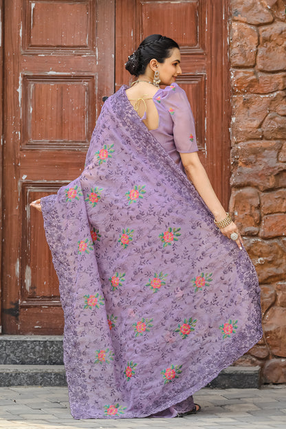 Catchy Pink Chiffon Designer Traditional Saree By WTW