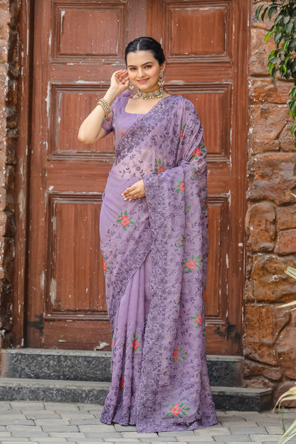Catchy Pink Chiffon Designer Traditional Saree By WTW