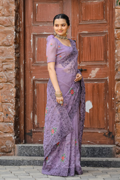 Catchy Pink Chiffon Designer Traditional Saree By WTW