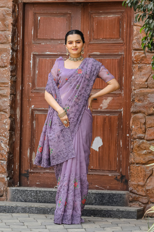 Catchy Pink Chiffon Designer Traditional Saree By WTW