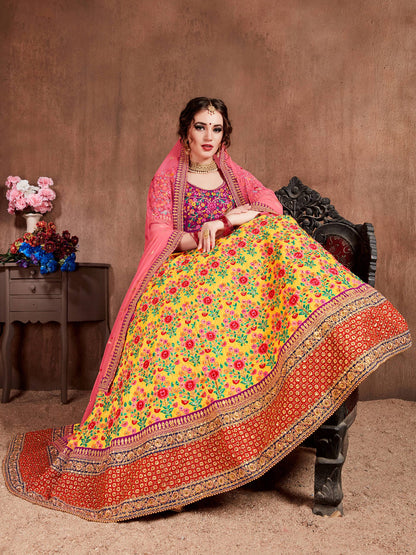 Women Embroidered A-Line Lehenga Choli Set with Dupatta By WTW