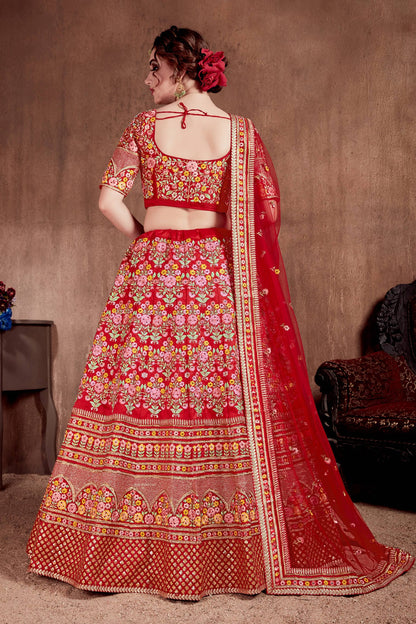 Flattering Red Colored Designer Bridal wear Embroidered Lehenga Choli By WTW