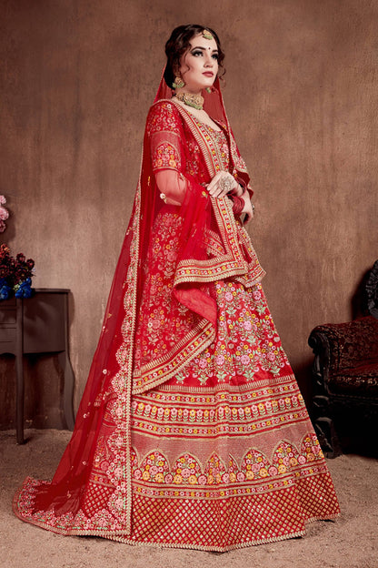 Flattering Red Colored Designer Bridal wear Embroidered Lehenga Choli By WTW