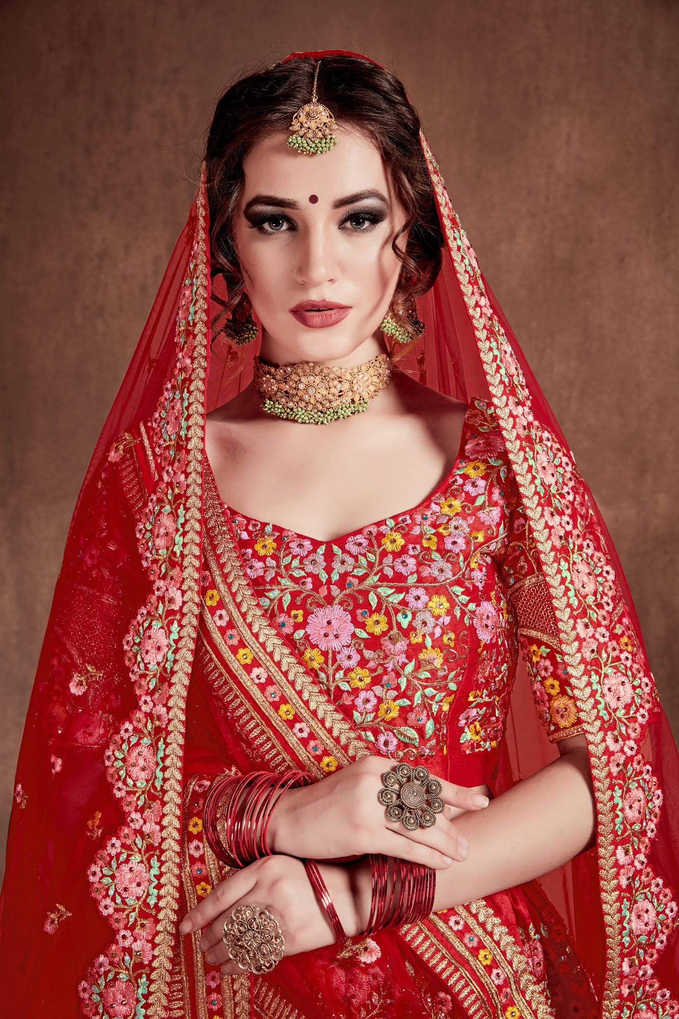 Flattering Red Colored Designer Bridal wear Embroidered Lehenga Choli By WTW