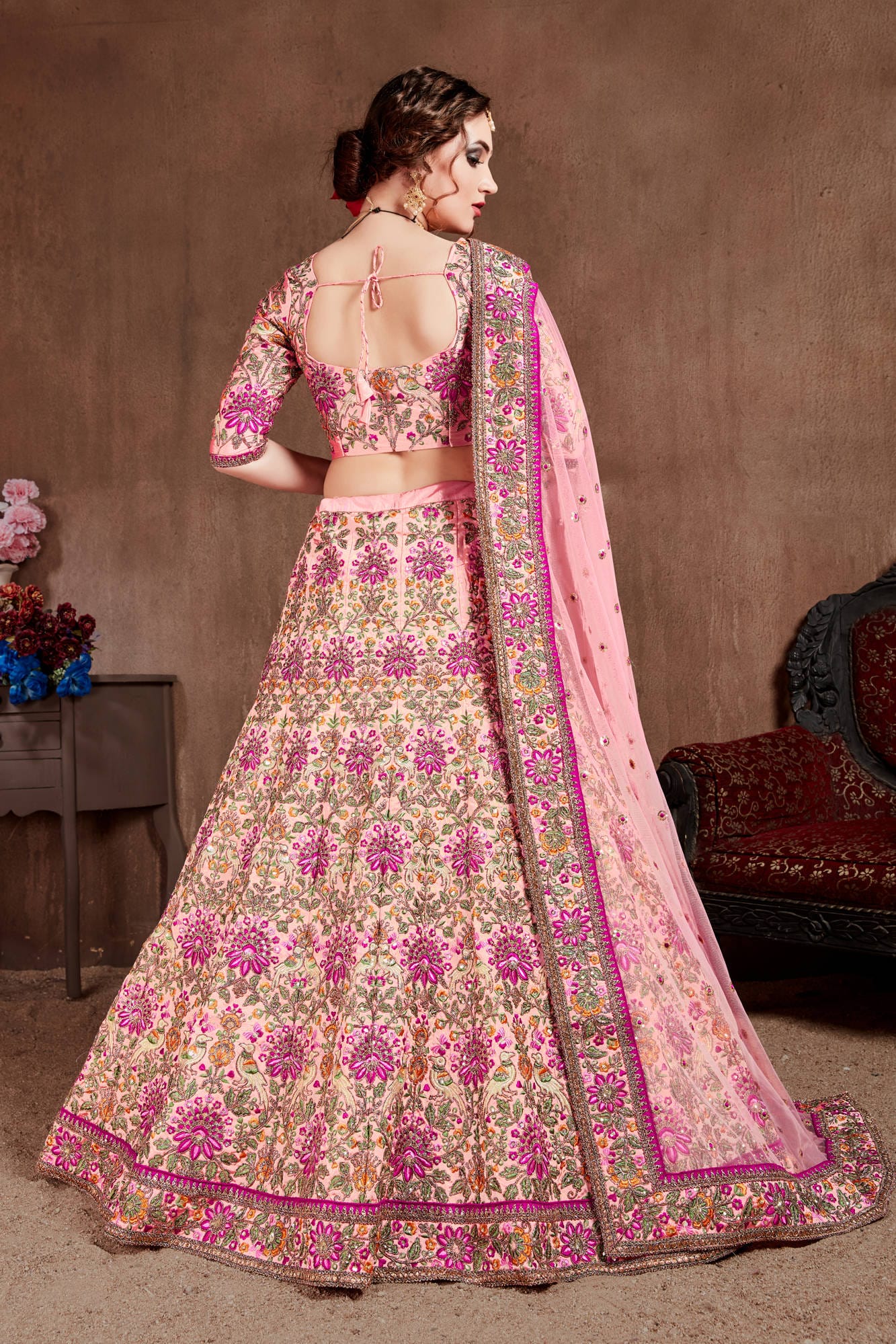 Arresting Pastel Pink Colored Bridal Wear Designer Embroidered Lehenga choli By WTW