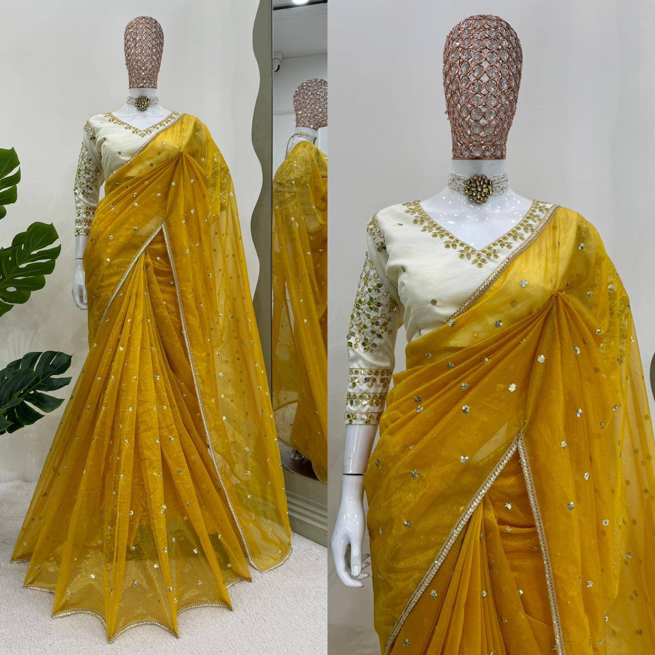 Embroidered, Self Design Daily Wear Organza, Net Saree By WTW