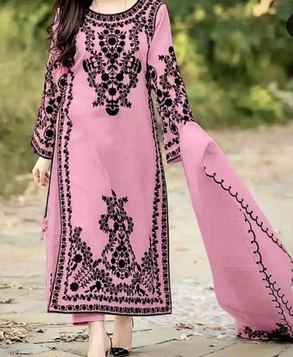 Mystical Pink Color Georgette Embroidery Sequins Sharara Suit By WTW