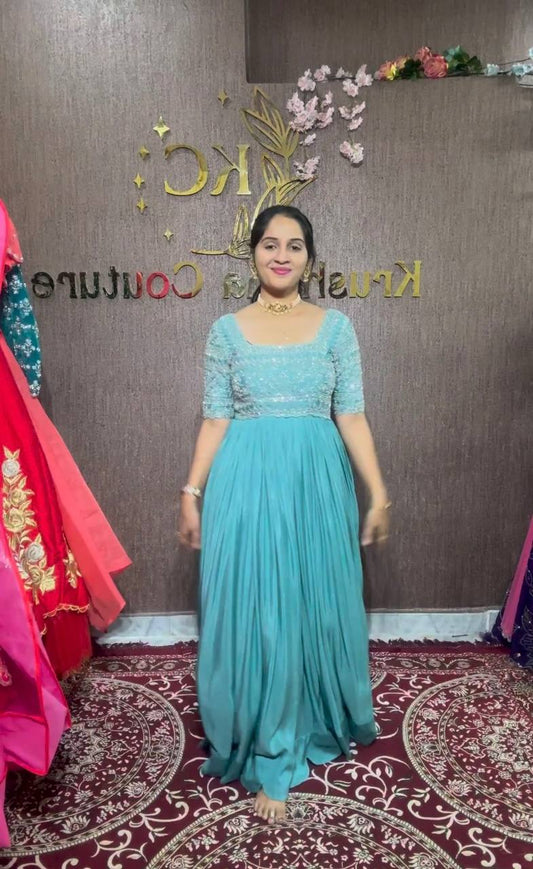 New Fashionable Embroidery Sequins Work & Stone Hand Work Aliya Cut Gown With Dupatta By WTW