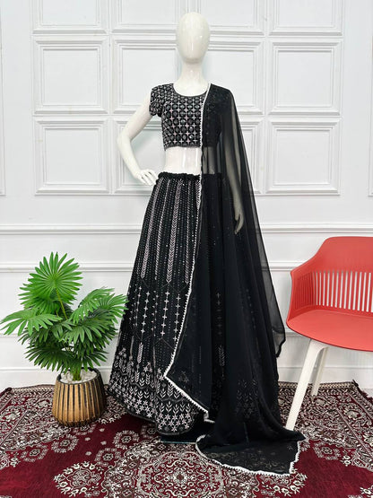 Admiring Black Color Sequence Thread Work Lehenga Choli By WTW