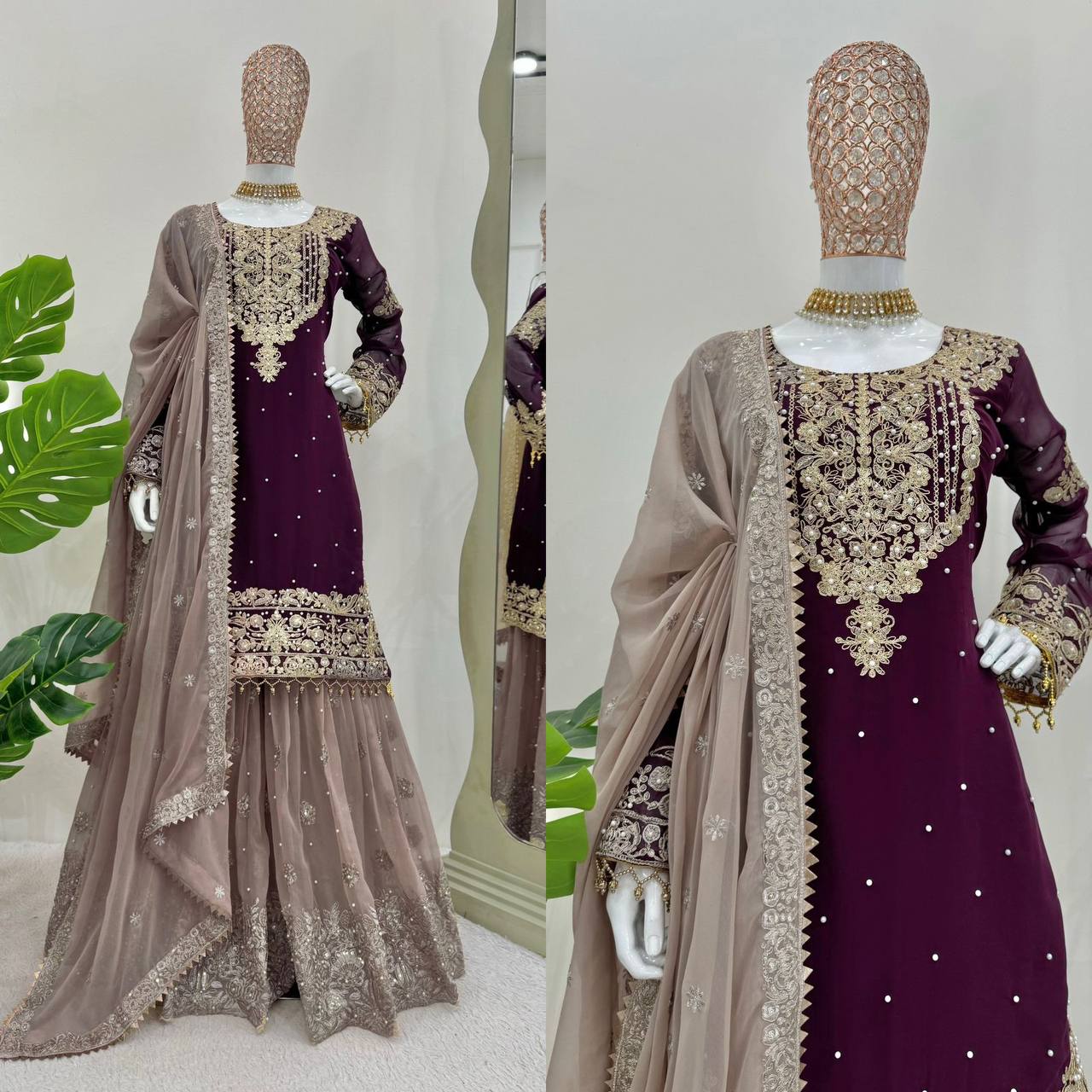 Maroon Color Dress Material By WTW